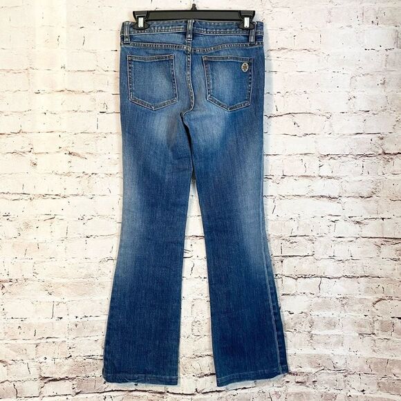 Tory Burch Classic Bootcut Jeans Denim Medium Wash Low Rise Size 25 Waist - Picture 3 of 10